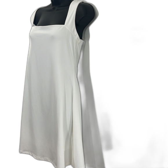 Qinsen Square Neck Bodice Tank Flare Dress White Size 10 NWT - Picture 4 of 11
